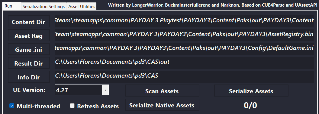 Cooked Asset Serializer main settings