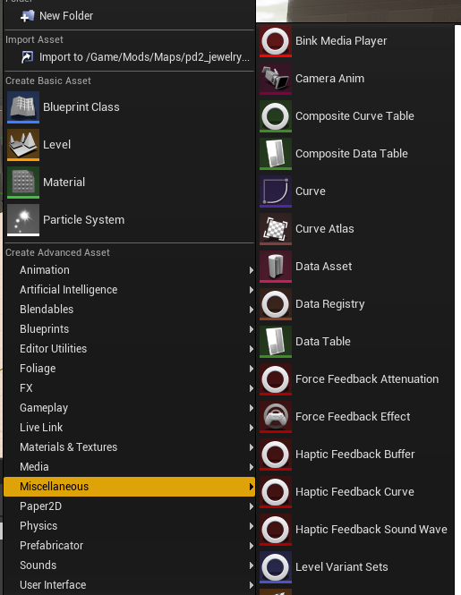 Data Asset in UE4 Editor